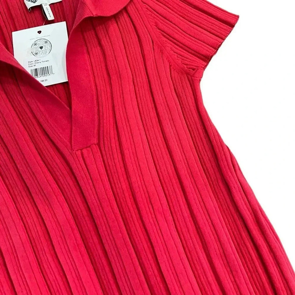 Lita by Ciara Red Ribbed Polo Mini Bodycon Dress M - Picture 3 of 5